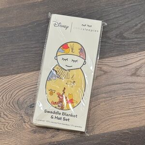 Little Sleepies Disney Winnie the Pooh Yellow Swaddle Blanket & Hat Set
